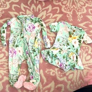 Posh Peanut Ruffle Fitted Footie Pajamas & Skirted Bodysuit